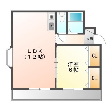 庄町 マンション 1LDK 305の間取り図