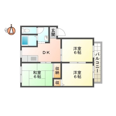 中吉野町 アパート 3DK 205の間取り図