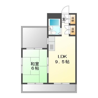 蔵本元町 マンション 1LDK 305の間取り図