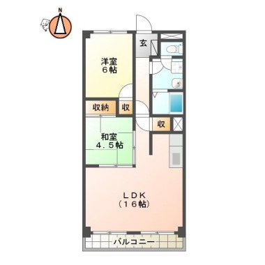 南佐古六番町 マンション 2LDK 307の間取り図