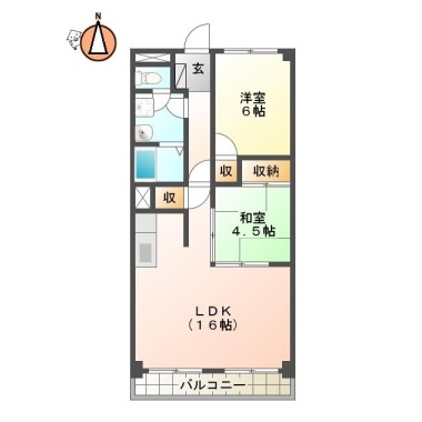 南佐古六番町 マンション 2LDK 403の間取り図