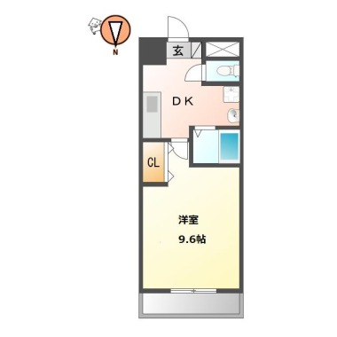 山城西 マンション 1DK 1-Eの間取り図