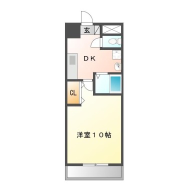 山城西 マンション 1DK 2-Cの間取り図