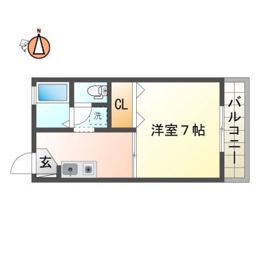 沖浜町 アパート 1K 106の間取り図