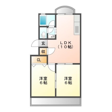 出来島本町 マンション 2LDK 1Aの間取り図