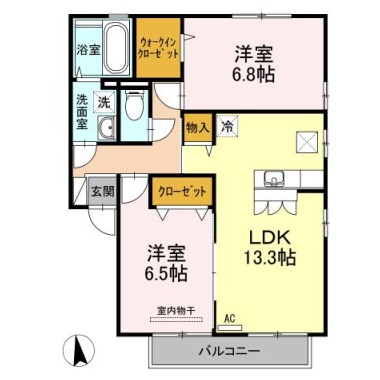 セジュールマホロ A105の間取り図