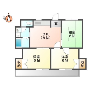 北佐古二番町 マンション 3DK 202の間取り図