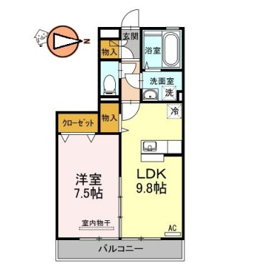 リバーパークA棟 202の間取り図
