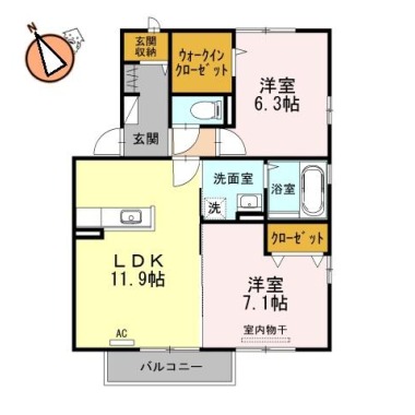 レーベンヒルズ A棟 101の間取り図