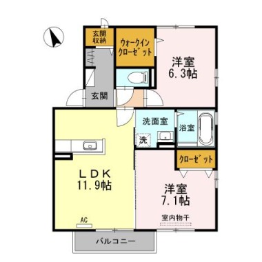 レーベンヒルズ A棟 201の間取り図