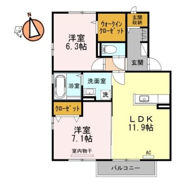 レーベンヒルズ A棟 202の間取り図