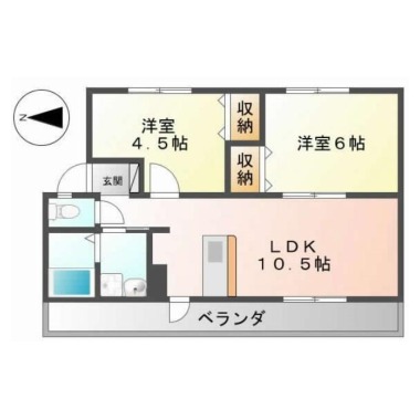 北田宮 マンション 2LDK 3-2の間取り図