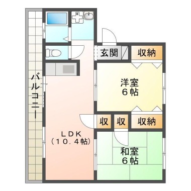 北田宮 マンション 2LDK 206の間取り図