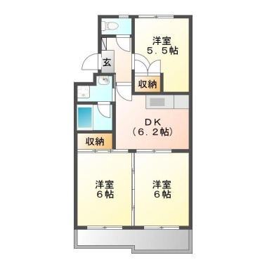 北田宮 マンション 3DK 201の間取り図