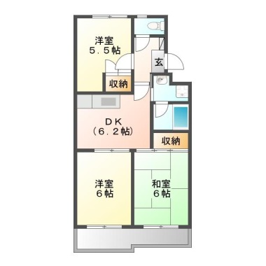 北田宮 マンション 3DK 205の間取り図