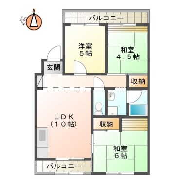 北田宮 マンション 3LDK 201の間取り図