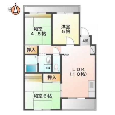 北田宮 マンション 3LDK 202の間取り図