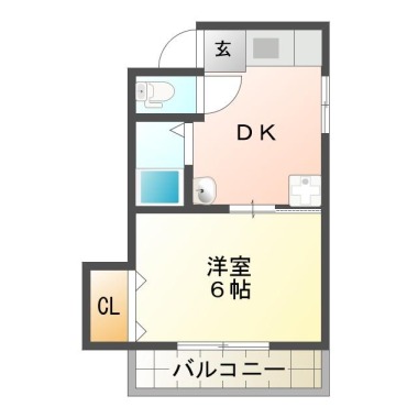 佐古三番町 アパート 1DK 201の間取り図