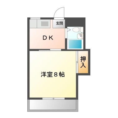 北田宮 マンション 1DK 123の間取り図
