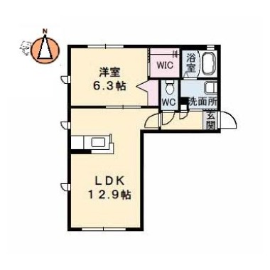 沖洲 清流荘1 103の間取り図