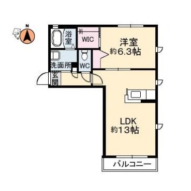 沖洲 清流荘2 105の間取り図