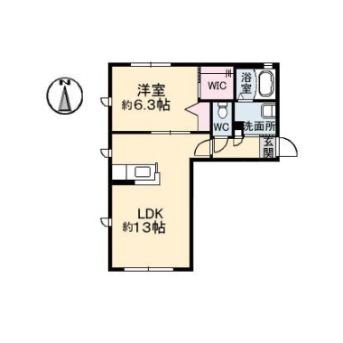 沖洲 清流荘2 107の間取り図