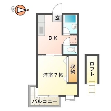 中吉野町 マンション 1DK 102の間取り図