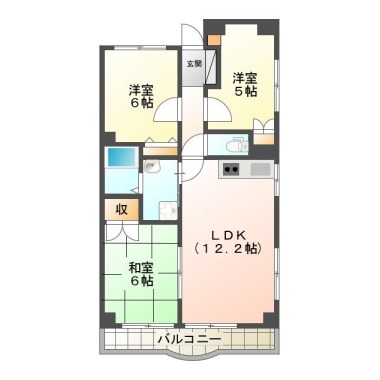 中吉野町 マンション 3LDK 205の間取り図