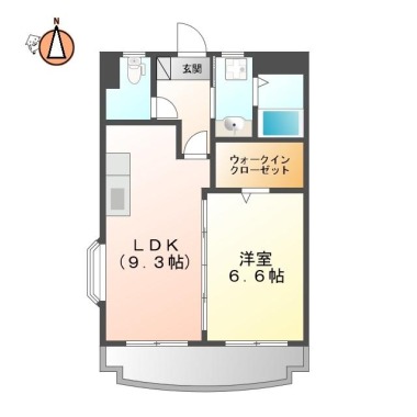 中吉野町 マンション 1LDK 603の間取り図