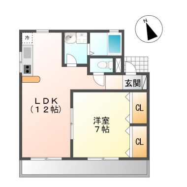 名東町 マンション 1LDK 105の間取り図