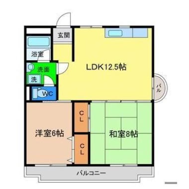 北沖洲 マンション 2LDK 510の間取り図