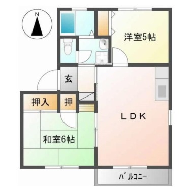 北田宮 アパート 2LDK 105の間取り図