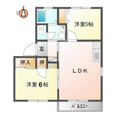 北田宮 アパート 2LDK 205の間取り図