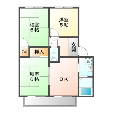 北矢三町 アパート 3DK B202の間取り図