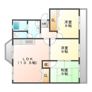 南二軒屋町 マンション 3LDK 201の間取り図