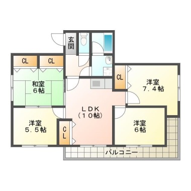 沖浜東 マンション 4LDK 4Aの間取り図