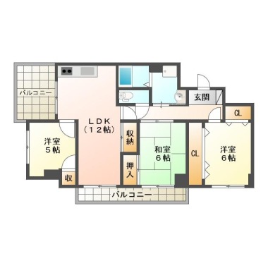 沖浜東 マンション 3LDK 6Gの間取り図