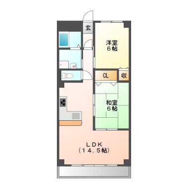 沖浜町 マンション 2LDK 4Dの間取り図