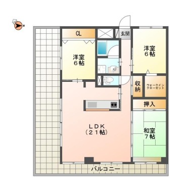 沖浜町 マンション 2LDK 7Aの間取り図