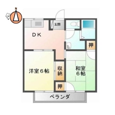 上助任町 アパート 2DK 101の間取り図