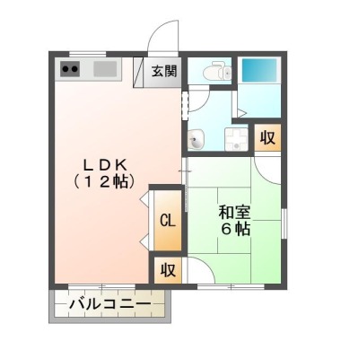 上助任町 アパート 1LDK 201の間取り図