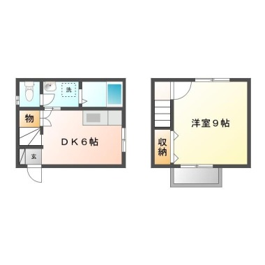 徳命 一戸建て 1DK Iの間取り図