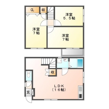 富吉 一戸建て 3LDK Jの間取り図