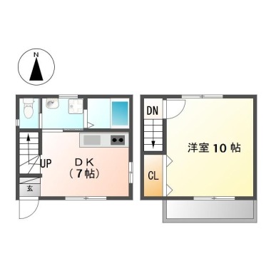 富吉 一戸建て 1DK Pの間取り図