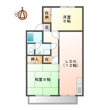 南庄町 アパート 2LDK 203の間取り図