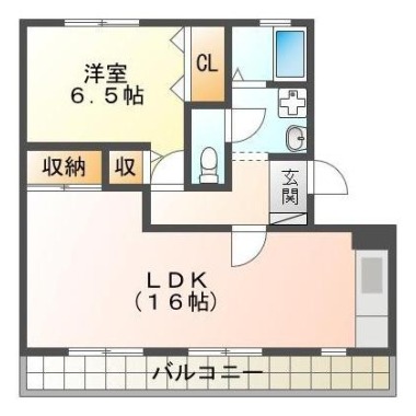 北田宮 マンション 1LDK 102の間取り図