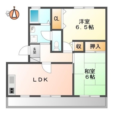 北田宮 マンション 2LDK 201の間取り図