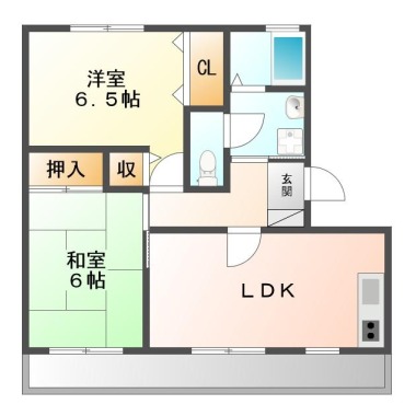 北田宮 マンション 2LDK 202の間取り図