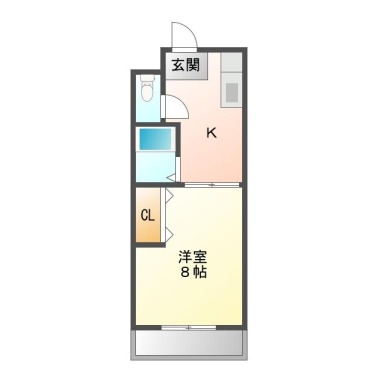 佐古六番町 マンション 1K 102の間取り図