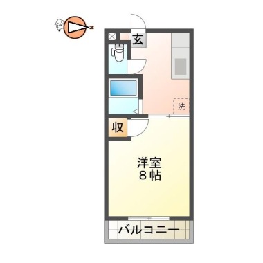 佐古六番町 マンション 1K 302の間取り図